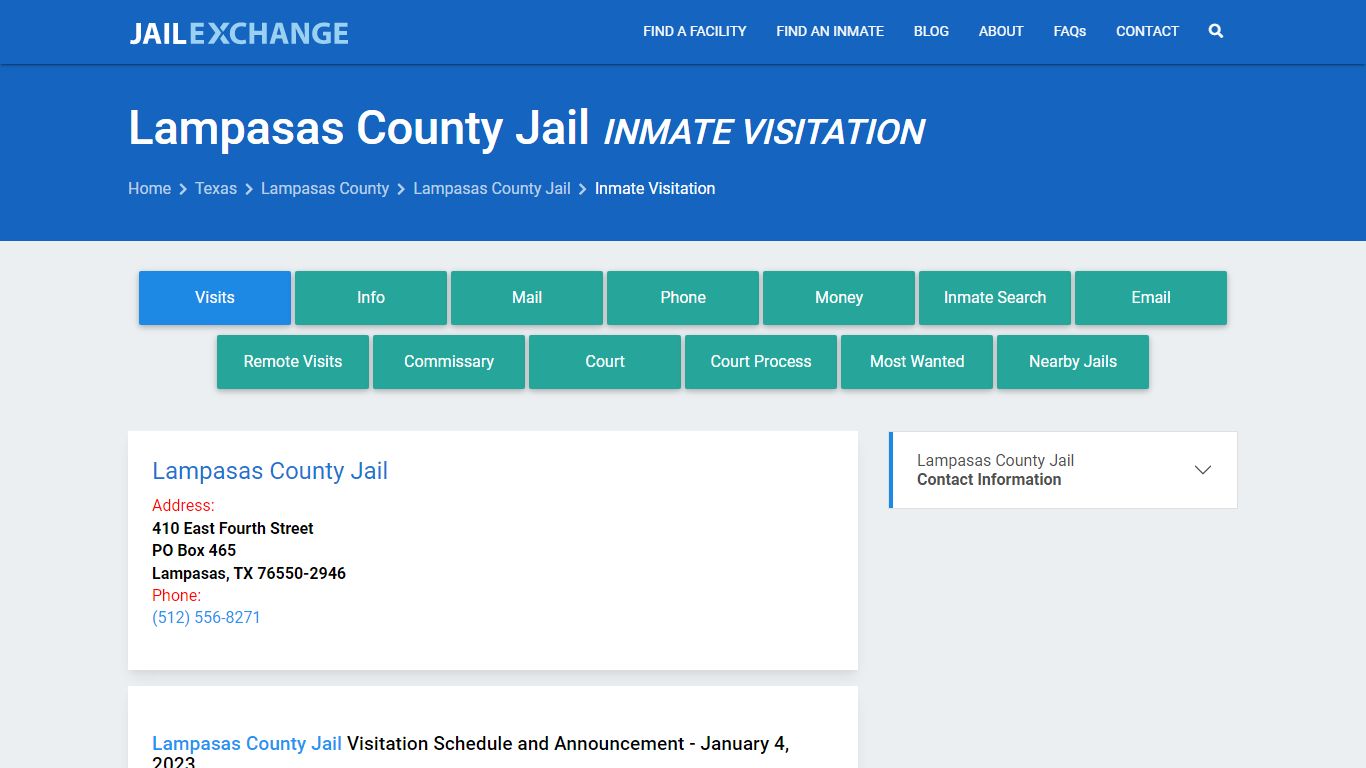 Lampasas County Jail Inmate Visitation - Jail Exchange